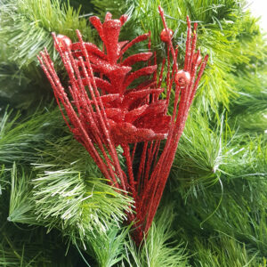 red glitter pine cone